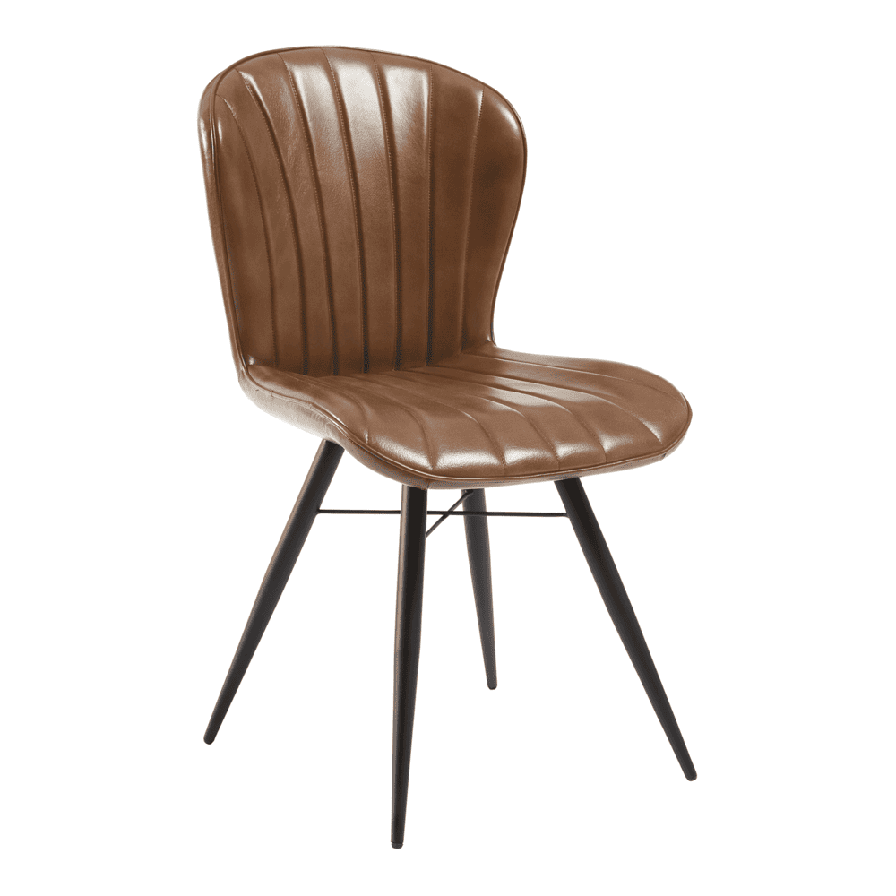 Lars side chair in pecan brown leather.