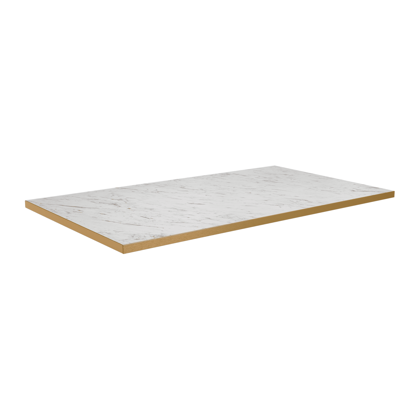 Omega rectangular contract table top in white marble laminate.