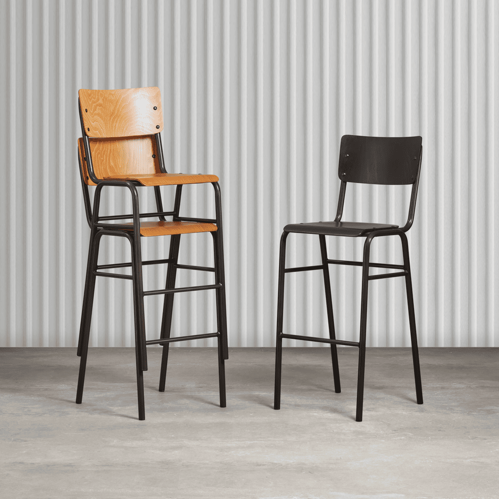 Tavo stacking bar stools stacked together.