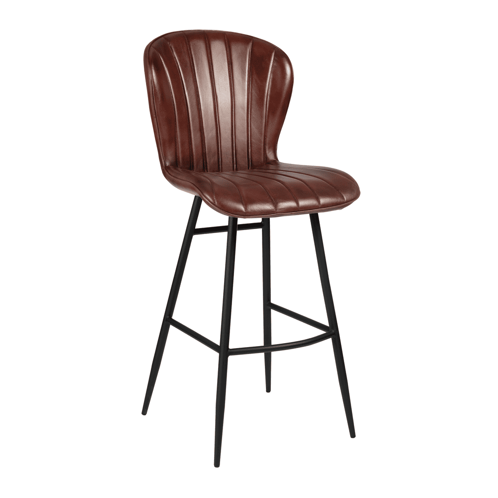 Lars bar stool in claret red leather.