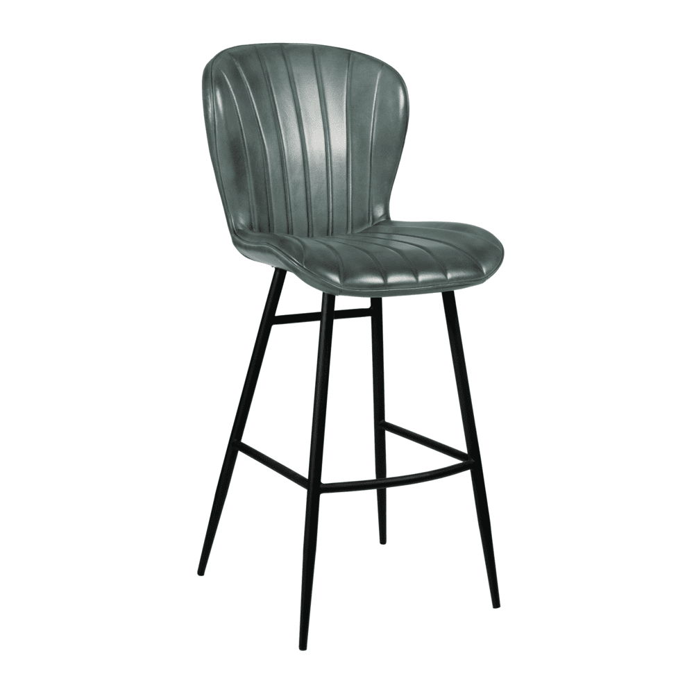 Lars bar stool in steel grey leather.